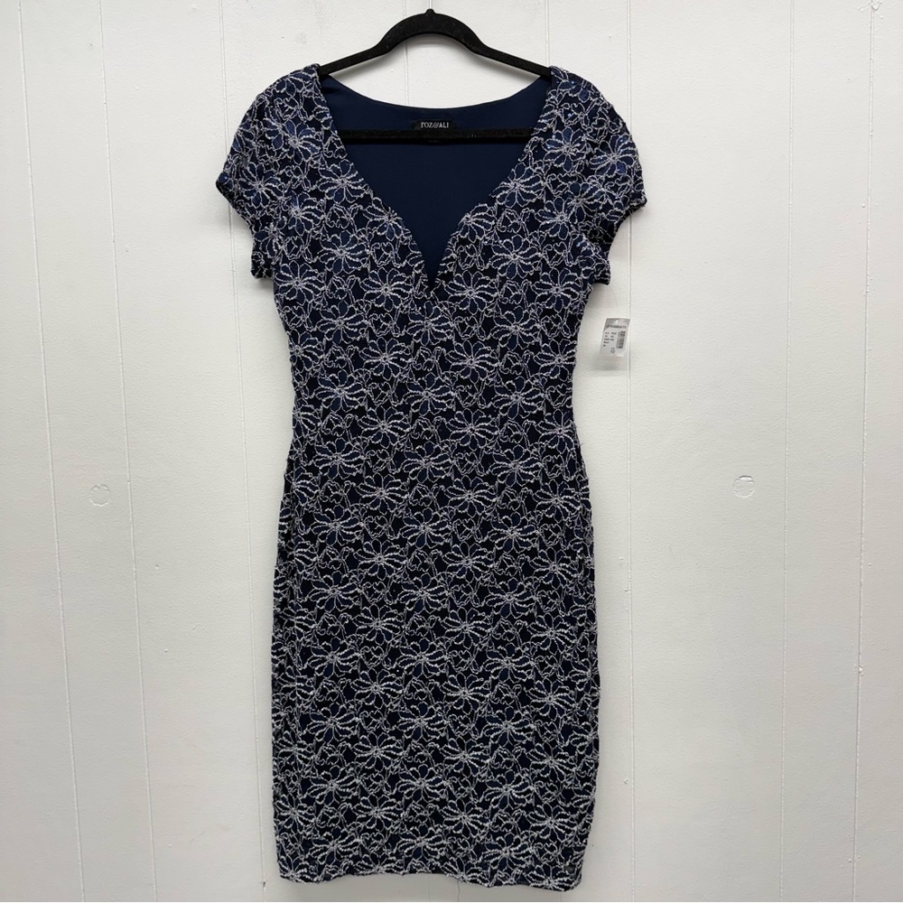 Roz & Ali Navy Lace Dress Sheath Size 10